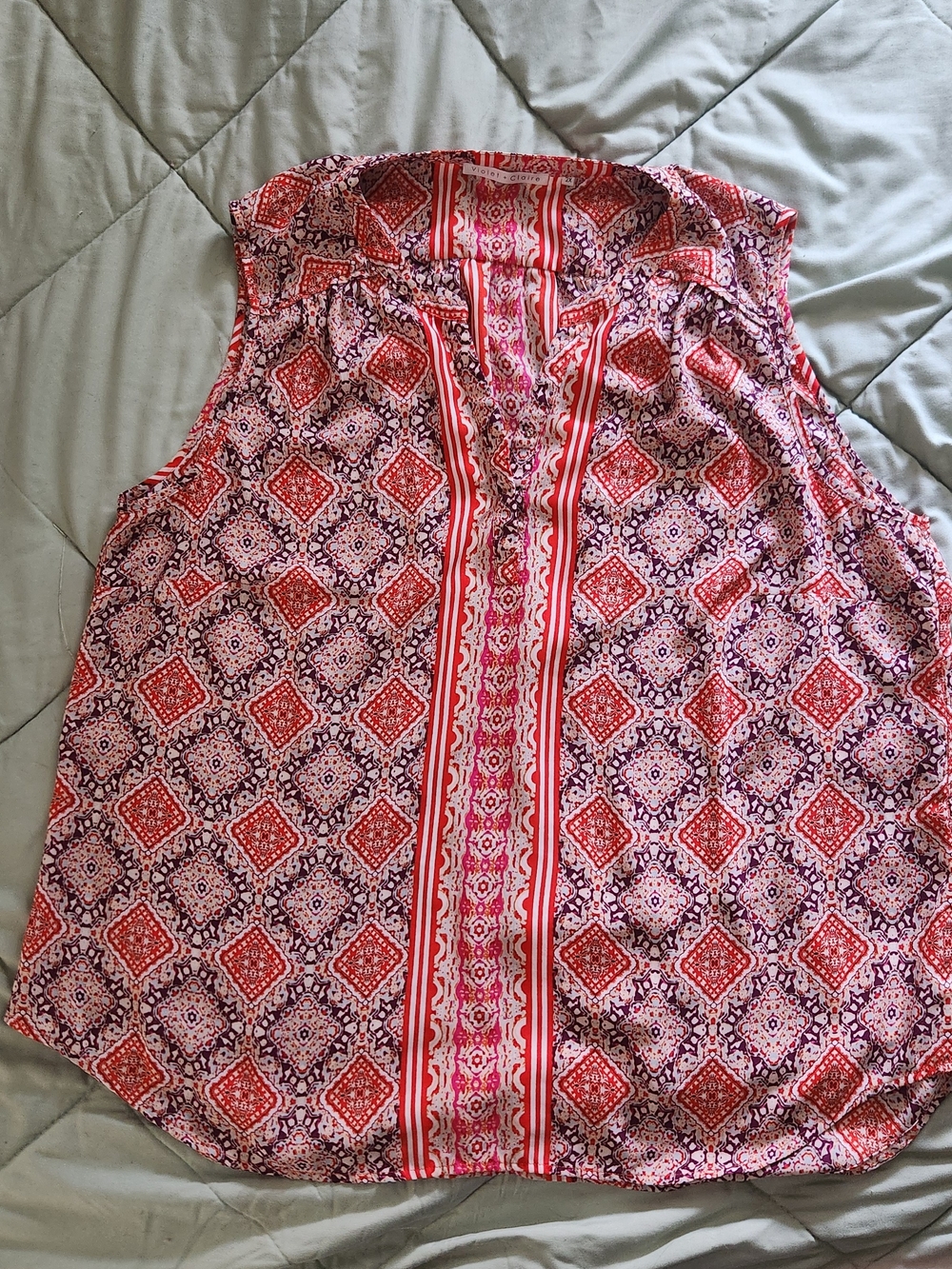 Violet & Claire Coral and Pink Patterned Sleeveless Camisole